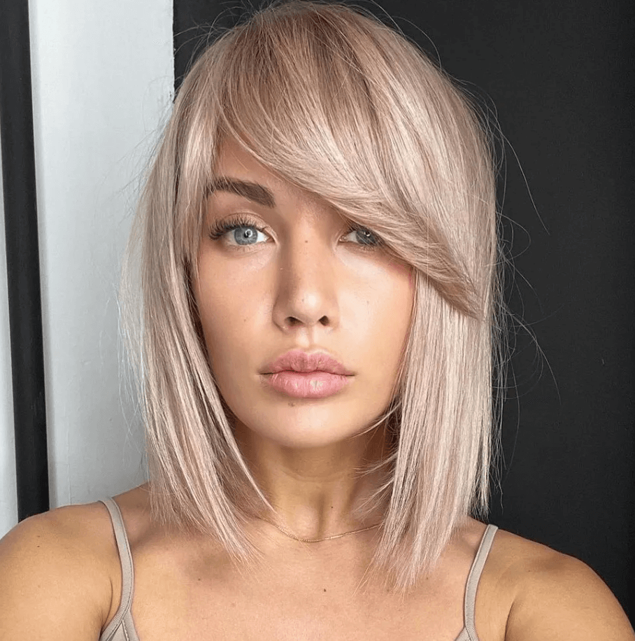 Blunt Side-Swept Bangs