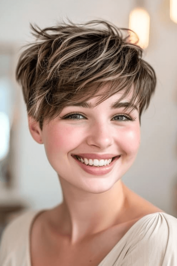 Pixie Cut with Side-Swept Bangs