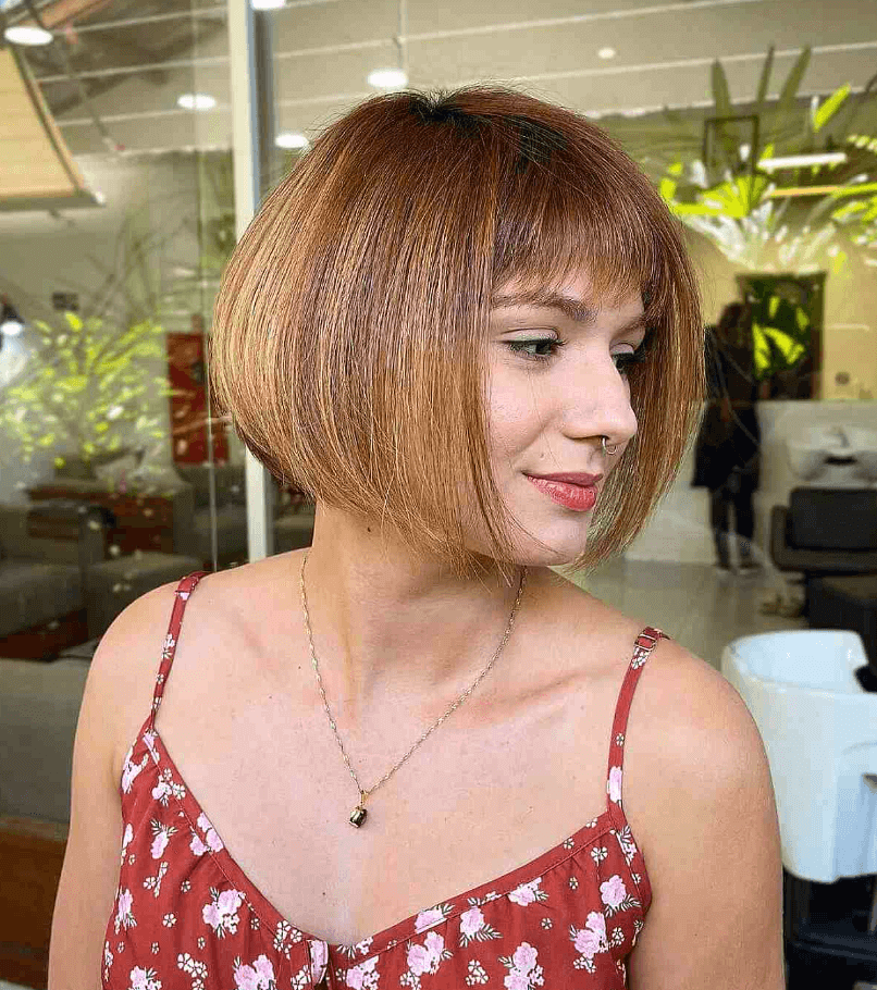 Angled Inverted Bob with Rounded Bangs