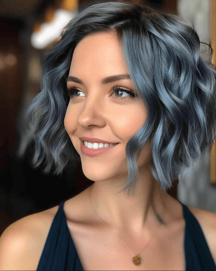 Layered Bob with Textured Waves