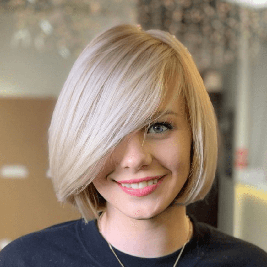 Textured Inverted Bob with Side-Swept Bangs